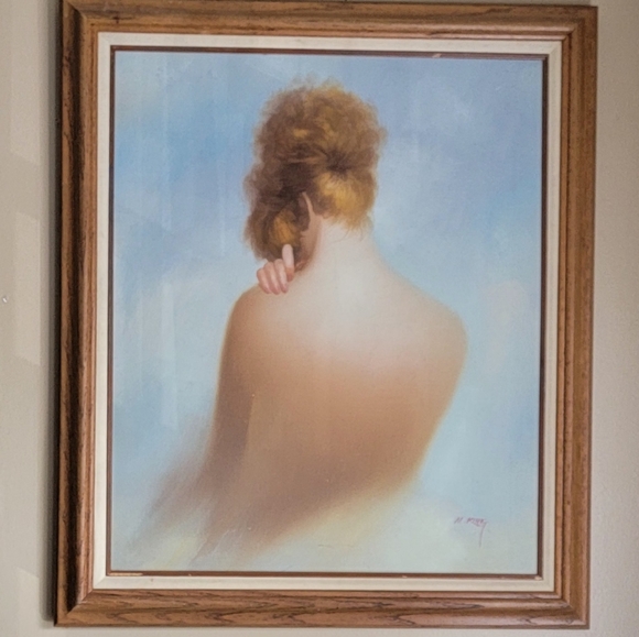 BEAUTIFUL VINTAGE 25X29 " FRAMED OIL ON CANVAS PAINTING SIGNED BY M. KING - Picture 8 of 14